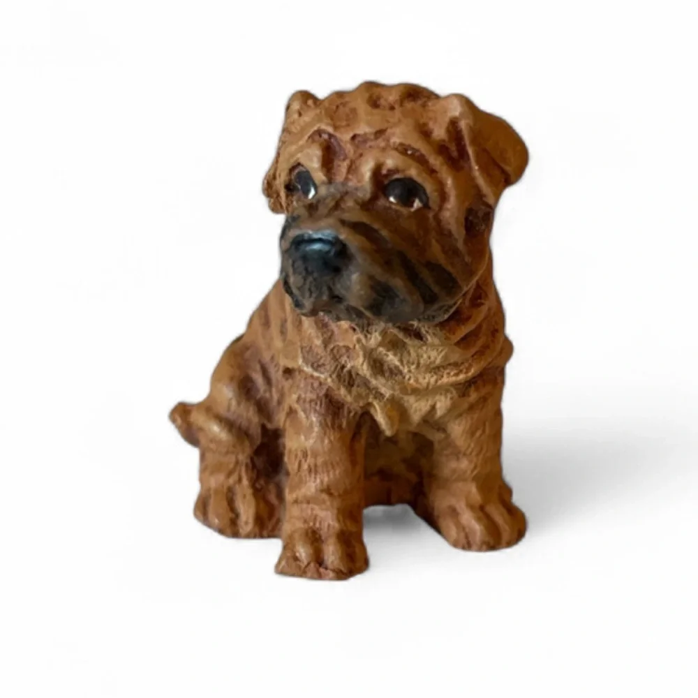 Vintage Hand Carved Stone Shar Pei Dog Figurine Mini Puppy Sculpture 3.5oz